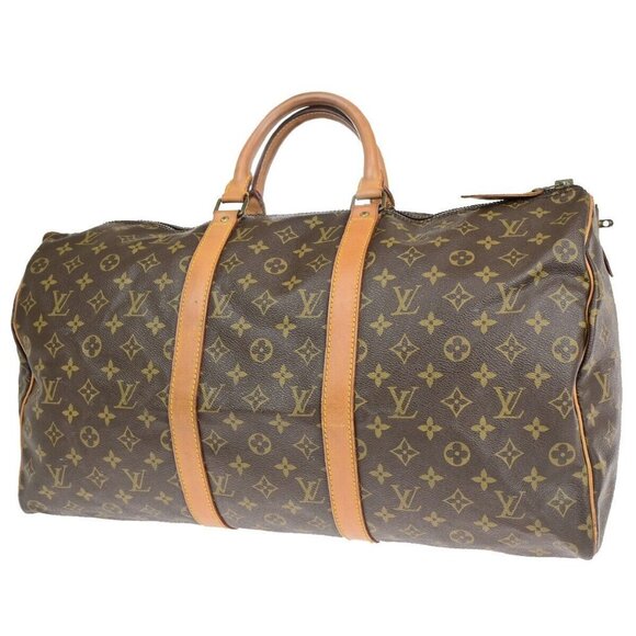 LOUIS VUITTON Keepall 50 Travel Hand Bag Monogram Leather Brown - Picture 1 of 16